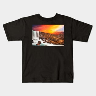 Glowing Axe Falls Kids T-Shirt